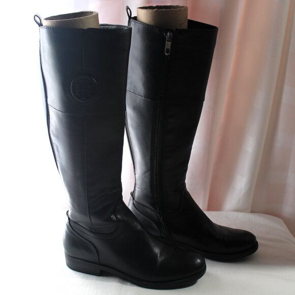 Tommy Hilfiger Black Riding Boots, Size 6 - Picture 1 of 11